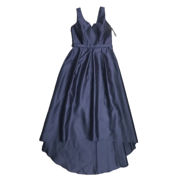 ALFRED SUNG 🏷️NWT Sleeveless V Neck Belted High-Low Gown Box Pleats 18 - Picture 3 of 9